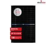 Vikram Solar PREXOS – 380–410 W High-Efficiency Bifacial Glass-to-Transparent Backsheet Mono PERC Solar Module (Black Series)