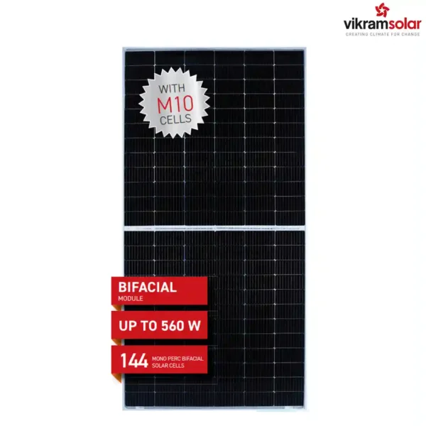 Vikram Solar Paradea VSMDH.72.AAA.05 – 540–565 Wp High-Efficiency Bifacial Glass-Glass Mono PERC Solar Module