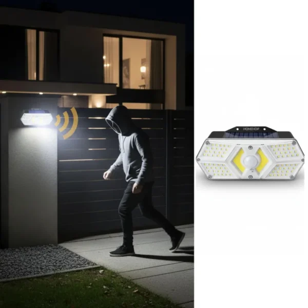 Solar Automatic Sensor Lights Outdoor LED Wall Lamp for Home Doorways (Waterproof, Cool White)
