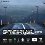 300W Solar Street Light with Motion Sensor & CCTV Camera | LED Post Lamp for Home, Garden & Outdoor Security - Image 3