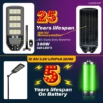 300W Solar Powered Street Light with Automatic Waterproof Sensor – High-Performance Outdoor Lighting for Home & Garden - Image 2