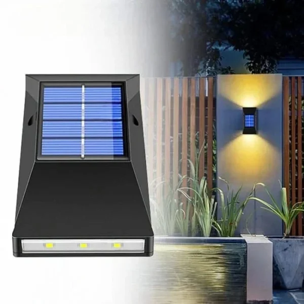 Solar LED Outdoor Wall Lamp – Warm Light, Waterproof Garden Light for Balcony, Patio & Terrace