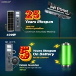 400W Solar Street Light with CCTV Camera | Motion Sensor LED Security Lamp for Outdoor, Garden & Roadways - Image 5