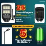 120W Solar Street Light with Automatic Motion Sensor – High-Power Outdoor Lighting for Home & Garden - Image 4