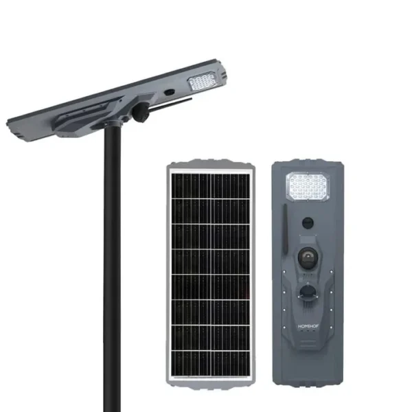 300W Solar Street Light with Motion Sensor & CCTV Camera | LED Post Lamp for Home, Garden & Outdoor Security