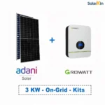 3kW On-Grid Solar Power Kit – Adani DCR Panels + Growatt Inverter