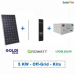 5kW Off-Grid Solar Kit – Goldi Solar Panels, Growatt Inverter, Loom Solar Lithium Battery Backup