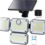 Solar Security LED Floodlight – Motion Sensor + Remote, Cool White Waterproof Outdoor Light for Homes, Warehouses & Premises