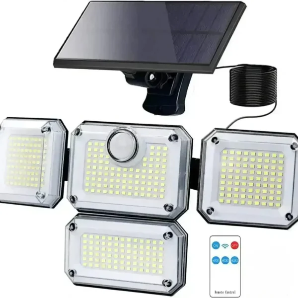Solar Security LED Floodlight – Motion Sensor + Remote, Cool White Waterproof Outdoor Light for Homes, Warehouses & Premises
