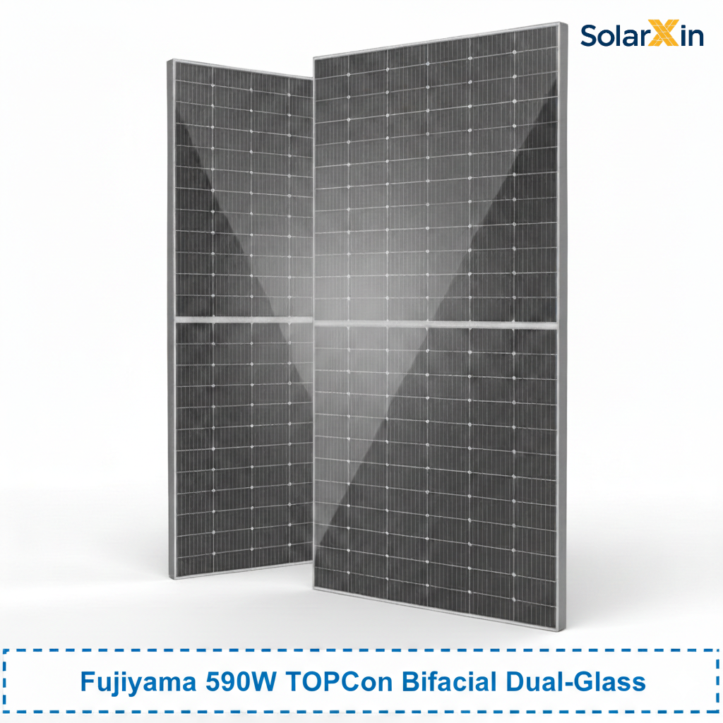 Fujiyama 590W TOPCon Bifacial Dual-Glass _SolarXin Fujiyama 590W TOPCon Bifacial Dual-Glass Solar Panel - Image 1