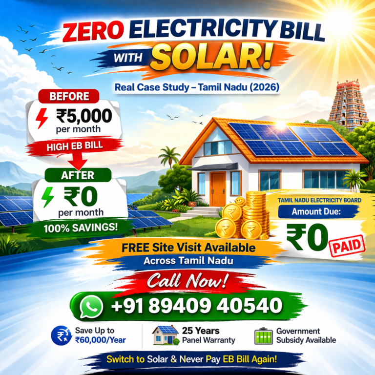 zero electricity bill with solar Tamil Nadu